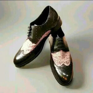 Zanzara Men's Black Grey Page Oxford size 8 dress shoes (11S1020